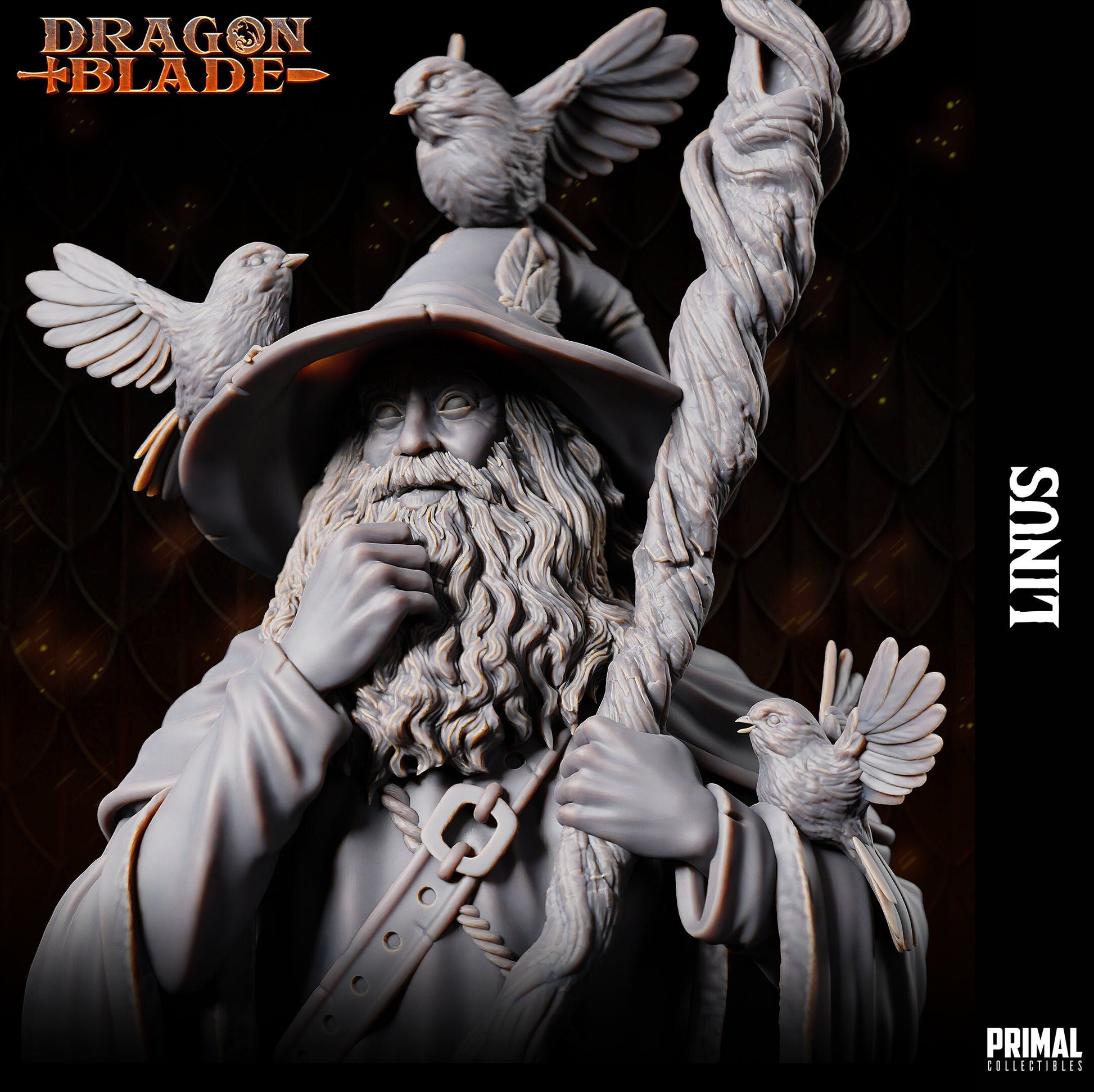 Old Wizard Linus | Tabletop Scale | TTRPG D&D Miniature | Primal Collectibles