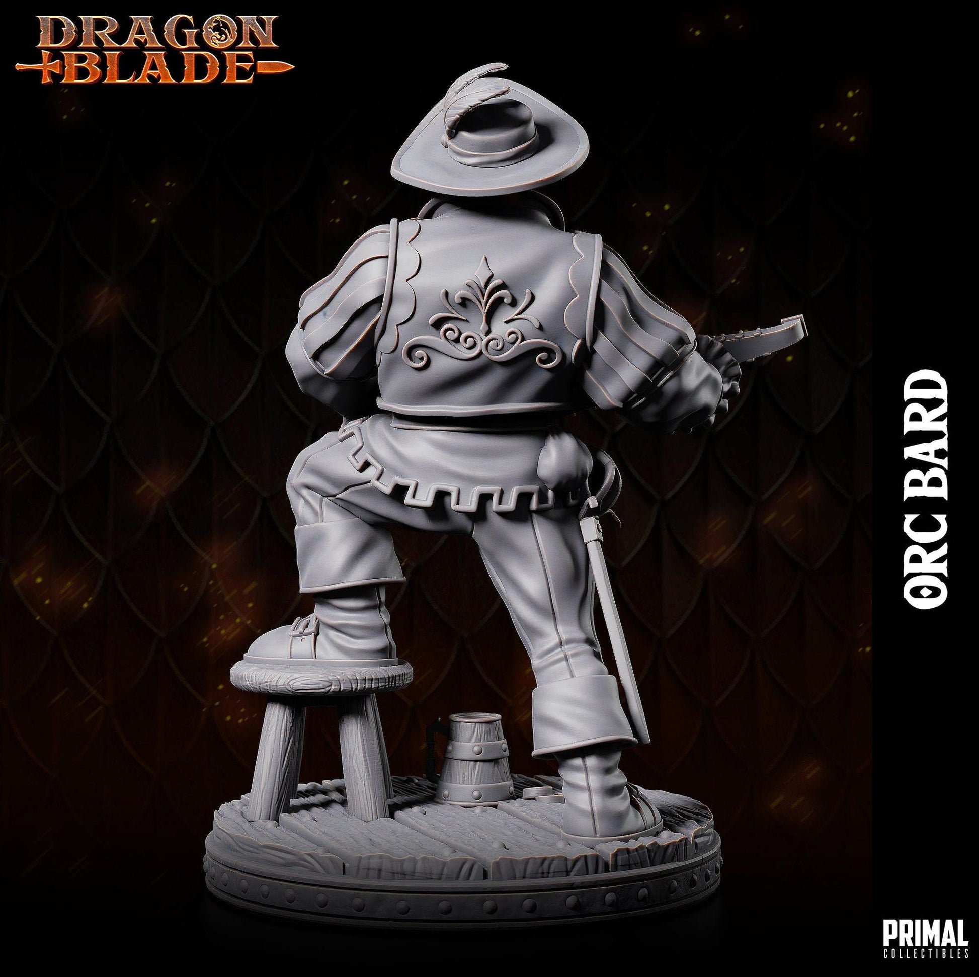 Orc Bard | Tabletop Scale | TTRPG D&D Miniature | Primal Collectibles