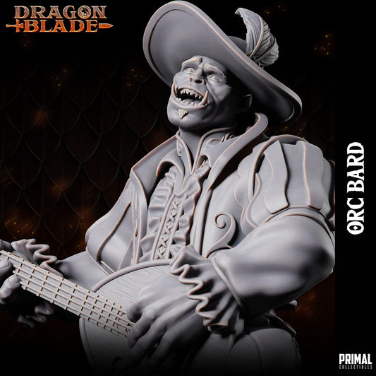 Orc Bard | Tabletop Scale | TTRPG D&D Miniature | Primal Collectibles