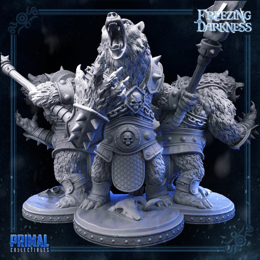 Polar War Bear, Werebear | Tabletop Scale | TTRPG D&D Miniature | Primal Collectibles