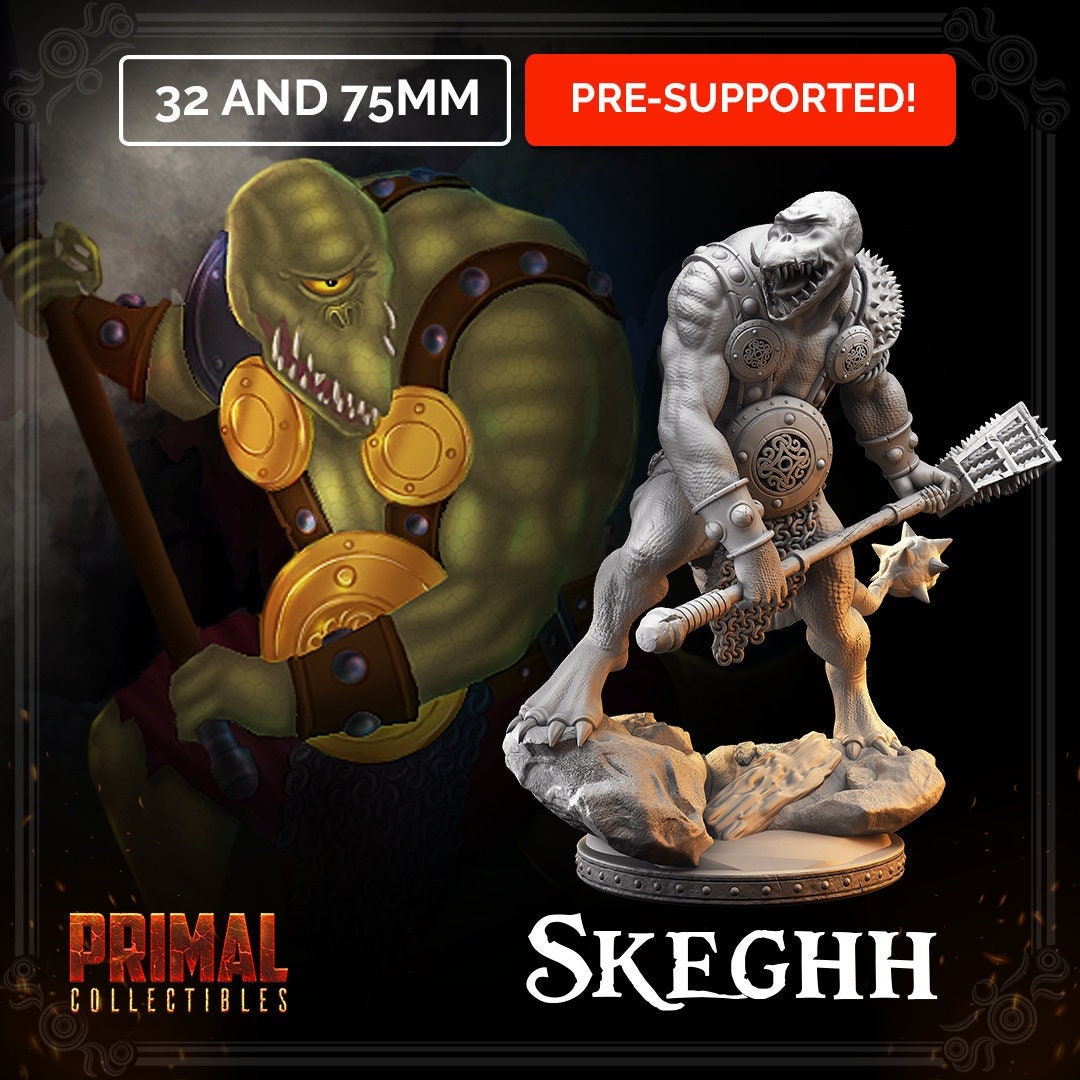 Reptile Skeghh Fimir | Tabletop Scale | TTRPG D&D Miniature | Primal Collectibles