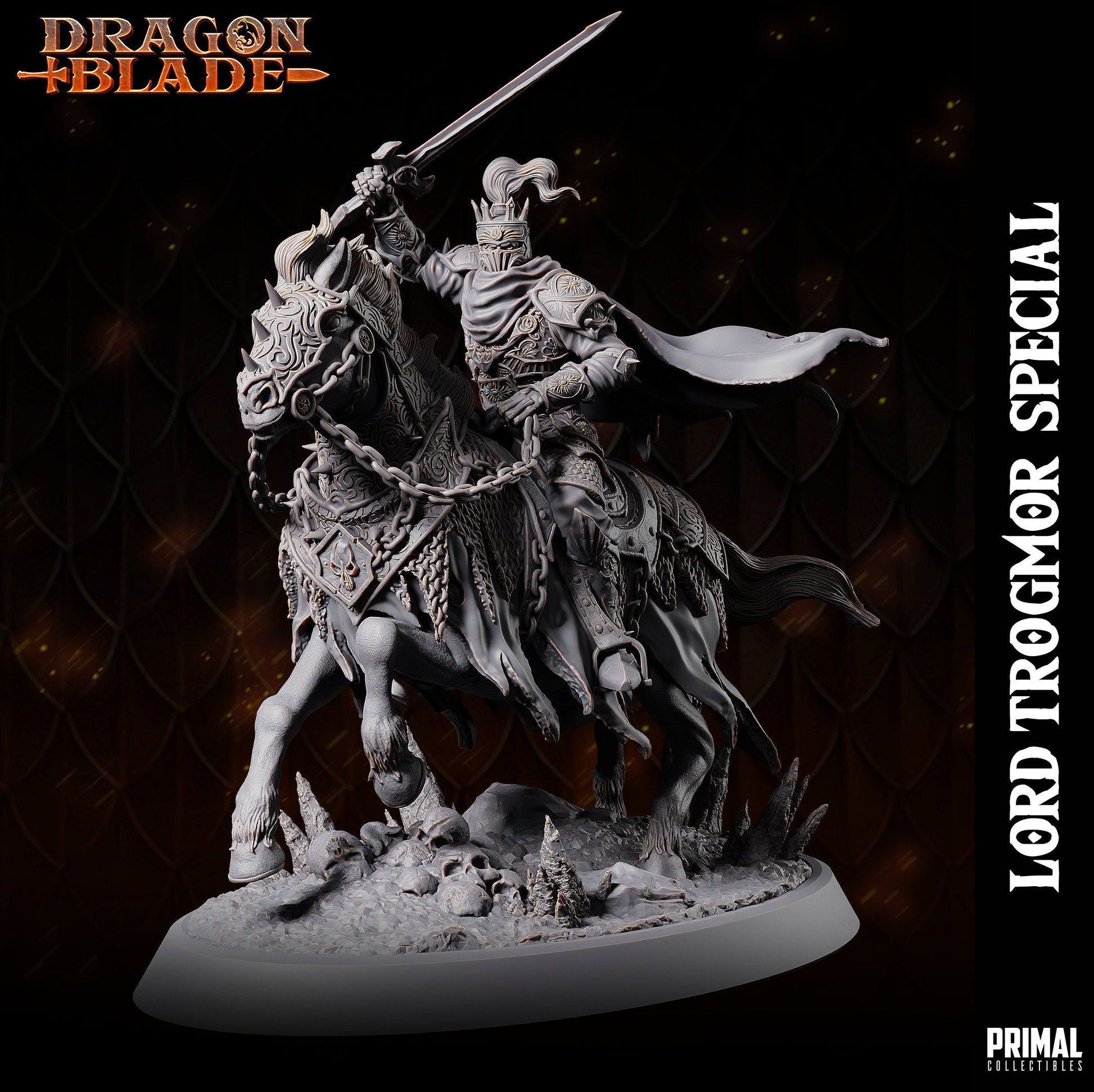 Trogmor on Horse | Dragonblade | TTRPG D&D Miniature | Primal Collectibles