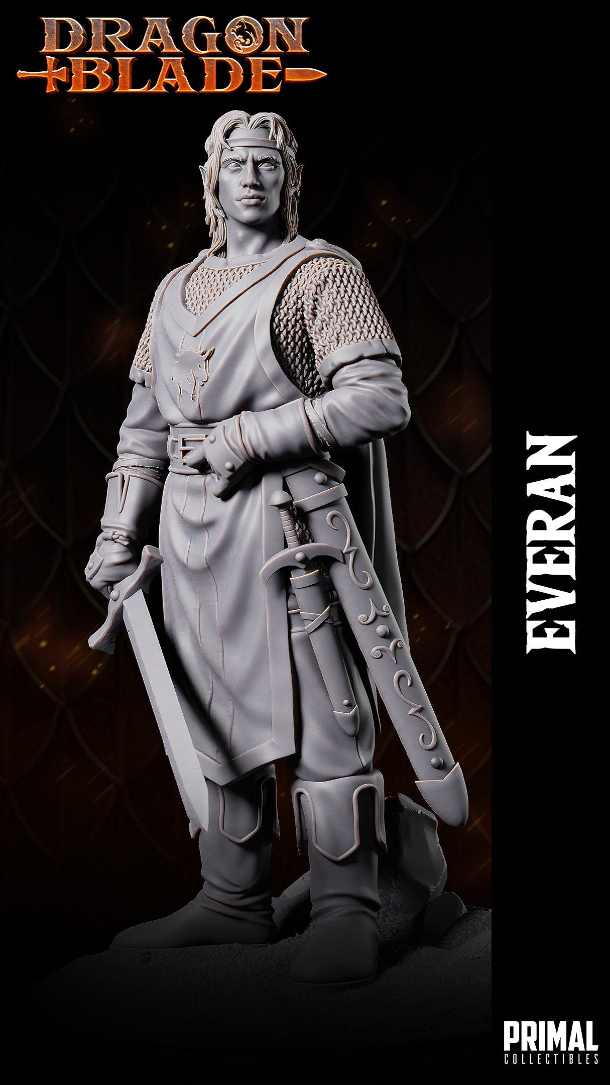 Warrior Wizard Elf Everan | Tabletop Scale | TTRPG D&D Miniature | Primal Collectibles