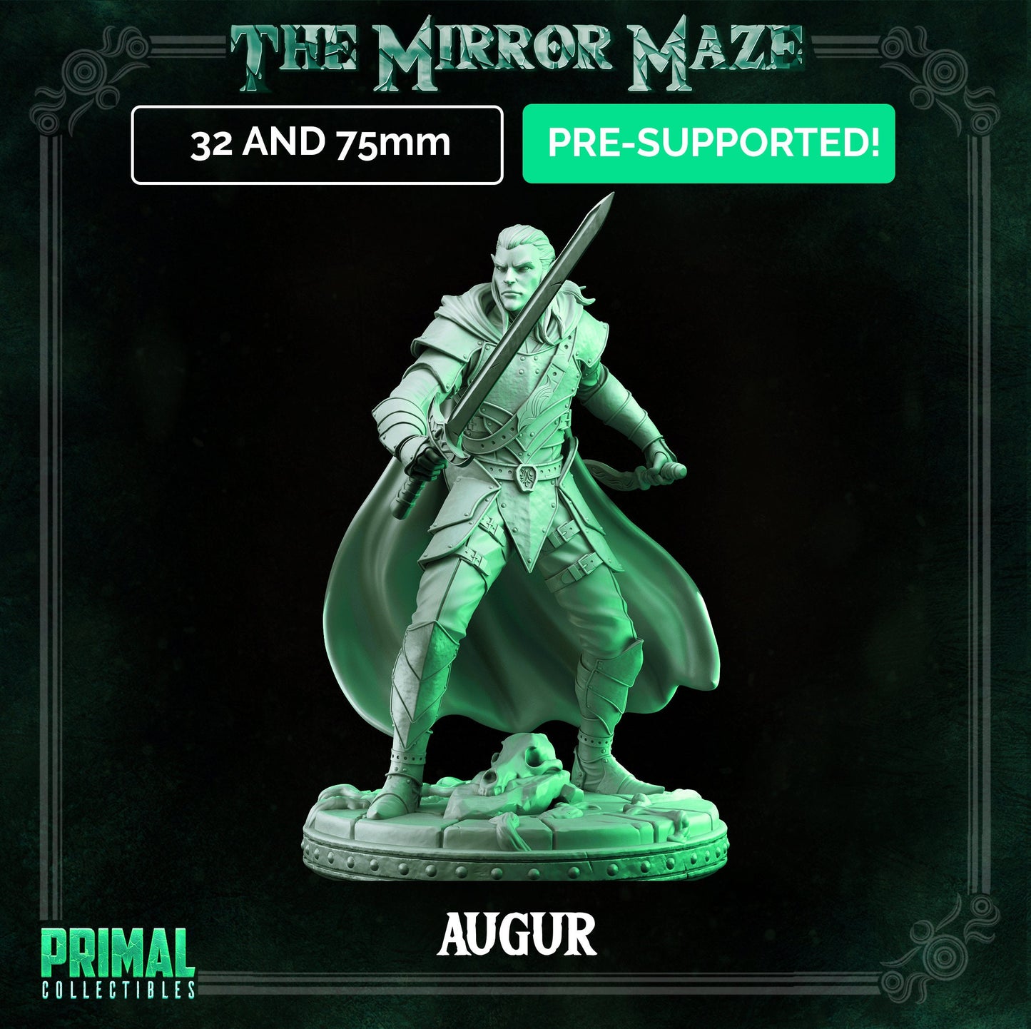 Augur Elf Warrior | Tabletop Scale | TTRPG D&D Miniature | Primal Collectibles