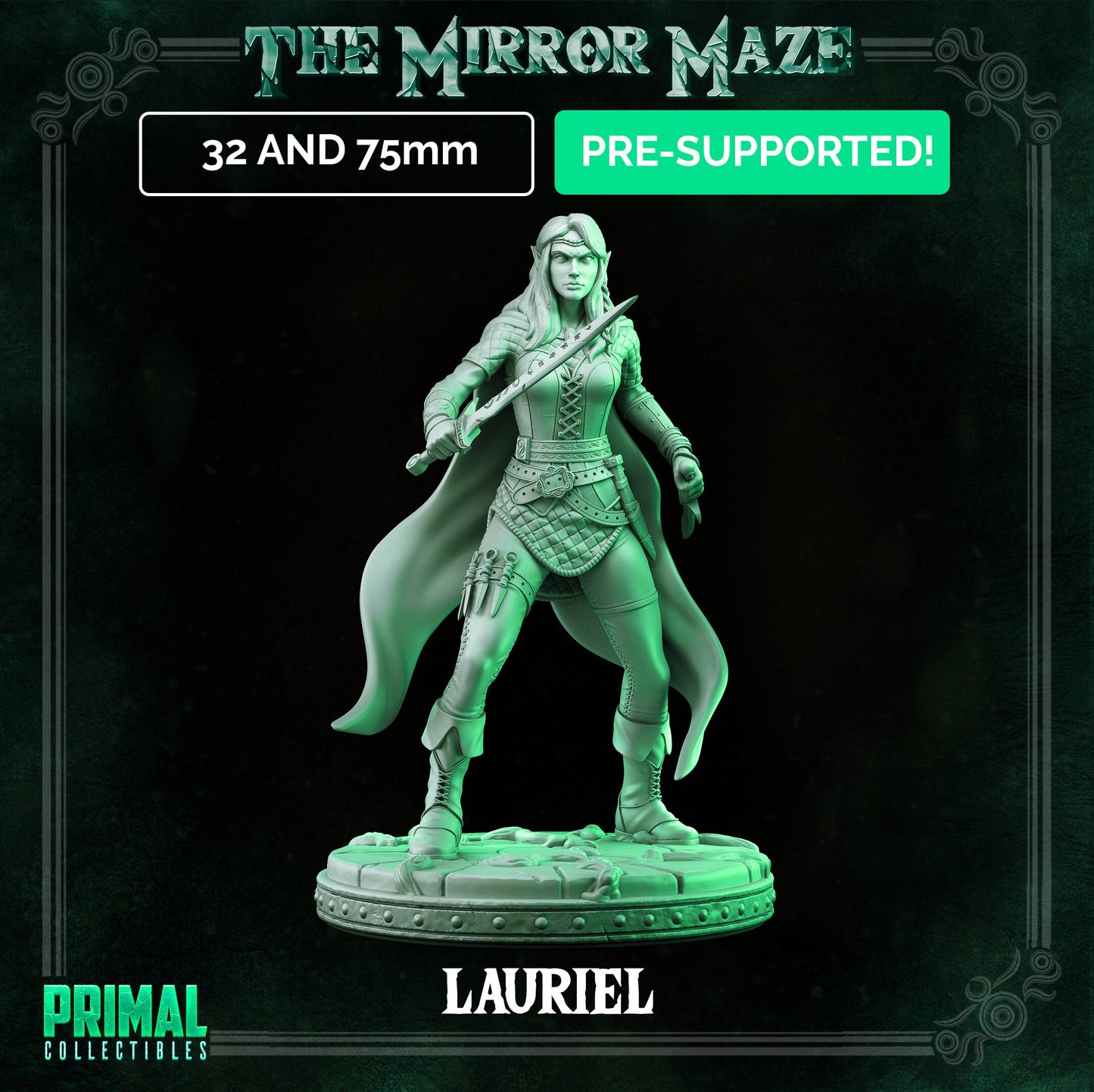 Elf Lauriel | Tabletop Scale | TTRPG D&D Miniature | Primal Collectibles