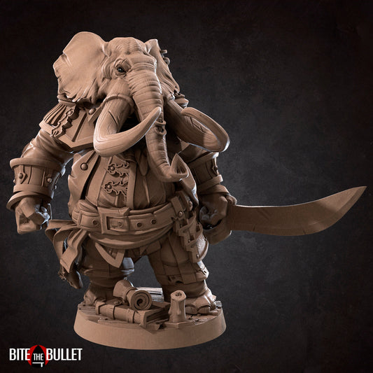 Zunebo Newgate, Commander Loxodon | TABLETOP SCALE | D&D TTRPG Miniature | Bite the Bullet | Unpainted, Unplated Resin 8k