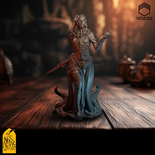 Maude Lacroix, Vampire Half Elf Sorcerer Warlock | Tabletop, Display Scale, Bust | TTRPG D&D Miniature | Cripta Studios