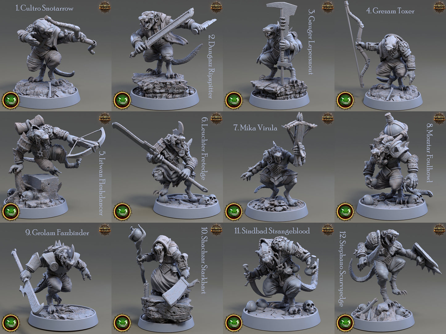 Rat Folk - The Starkharts of Bony Fields | Tabletop Scale | D&D Mini | Daybreak Miniatures