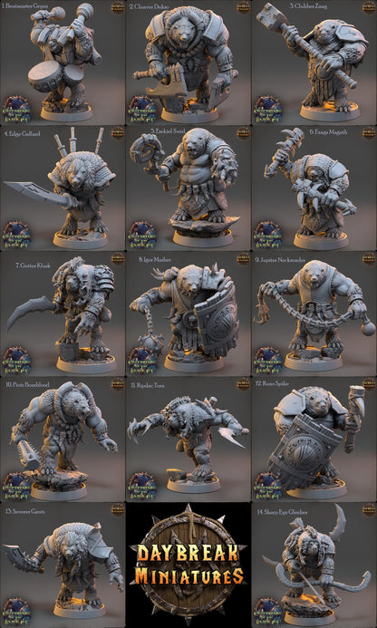 Bear Folk - The Custodians of the Black Ice | Tabletop or Display Scale | D&D Mini | Daybreak Miniatures