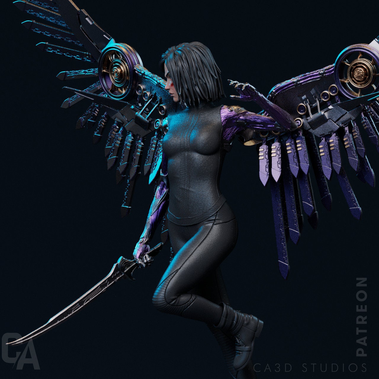 1:12 Winged Cyborg | Resin Garage Kit Sculpture Anime Video Game Fan Art Statue | CA 3D Studios
