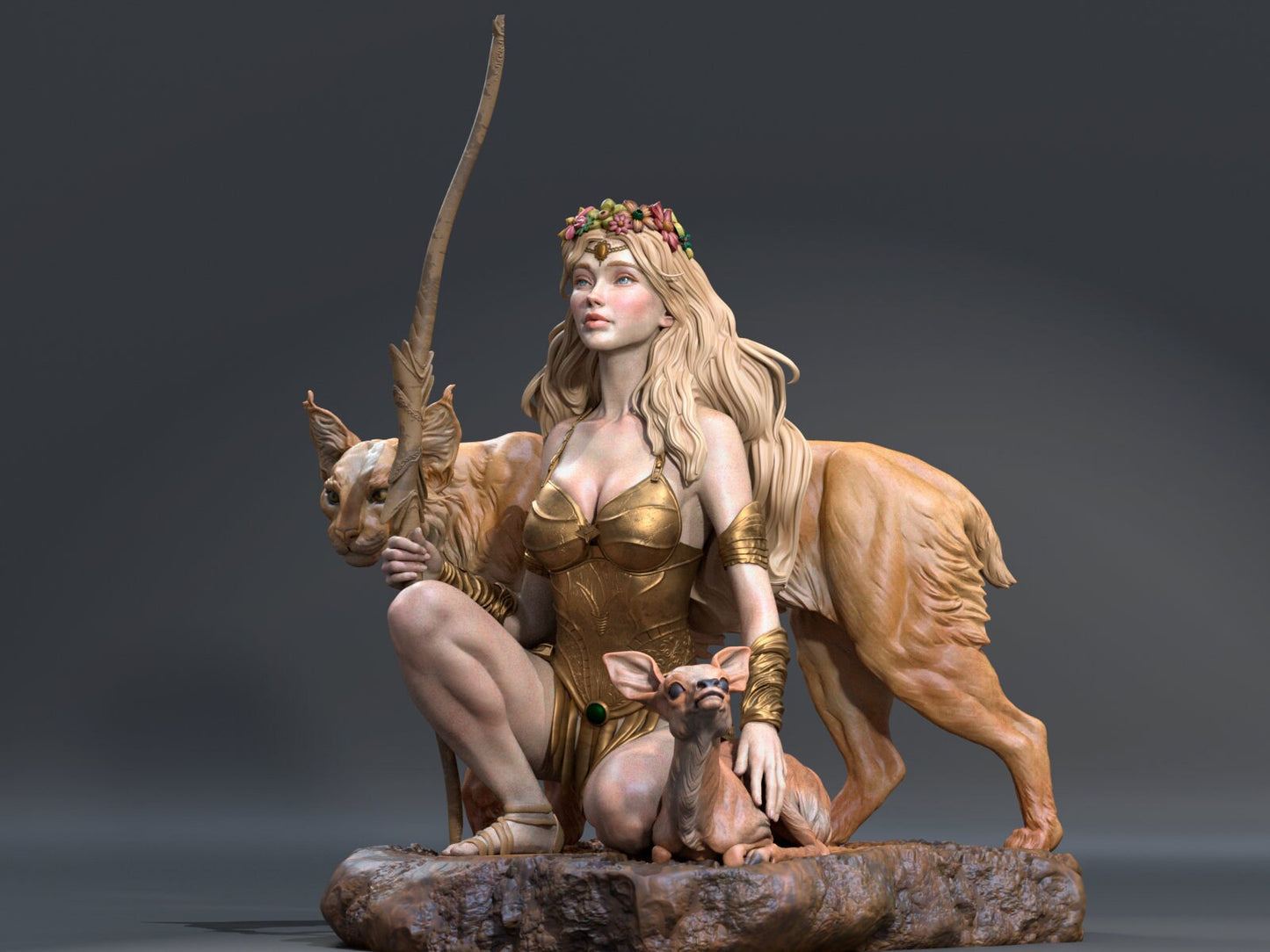 Greek Goddess of the Hunt, Artemis | Resin Garage Kit Sculpture Anime Video Game Fan Art Statue | CA 3D Studios