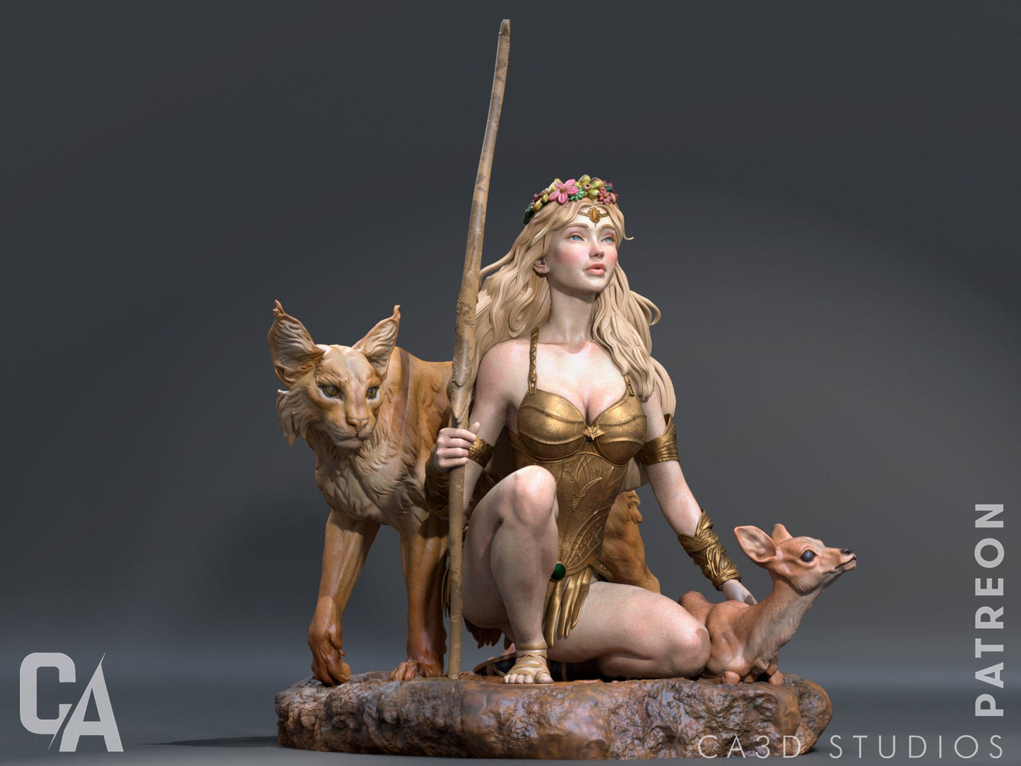 Greek Goddess of the Hunt, Artemis | Resin Garage Kit Sculpture Anime Video Game Fan Art Statue | CA 3D Studios