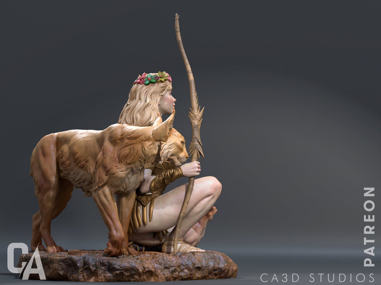 Greek Goddess of the Hunt, Artemis | Resin Garage Kit Sculpture Anime Video Game Fan Art Statue | CA 3D Studios