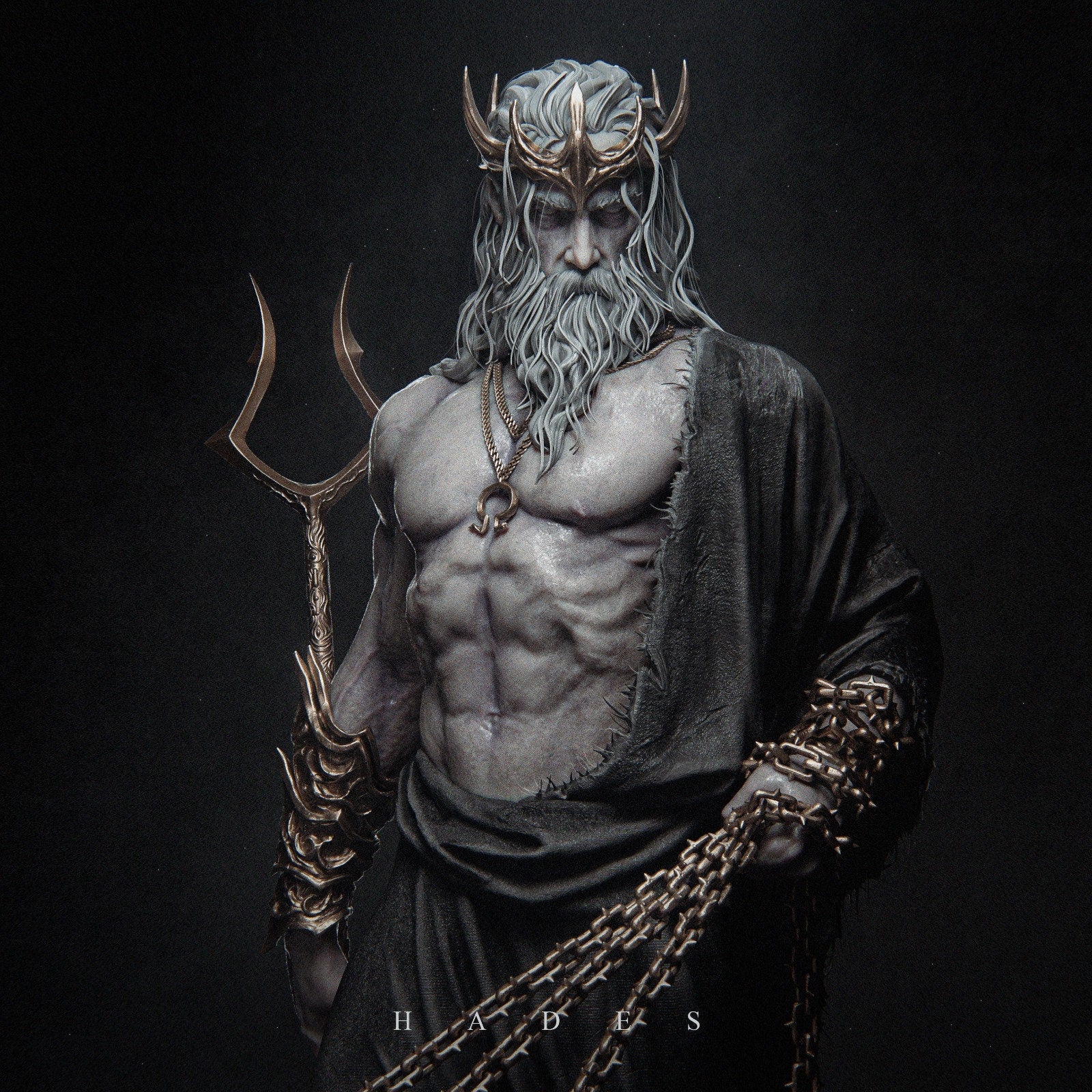 Greek God of the Underworld, Hades | Resin Garage Kit Sculpture Anime Video Game Fan Art Statue | CA 3D Studios