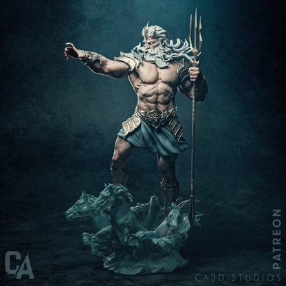 Greek God of the Oceans, Poseidon | Resin Garage Kit Sculpture Anime Video Game Fan Art Statue | CA 3D Studios