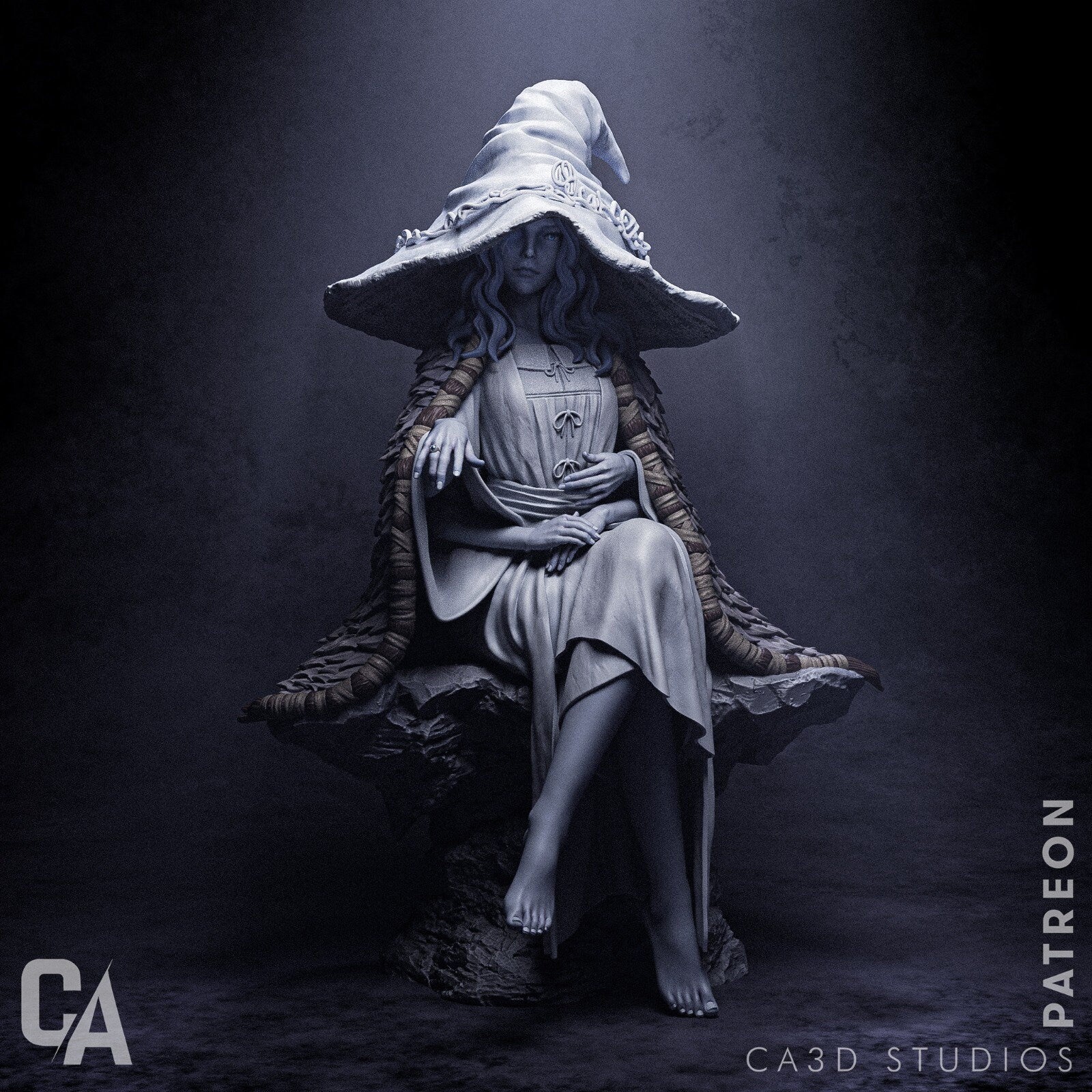 Blue Witch | Resin Garage Kit Sculpture Anime Video Game Fan Art Statue | CA 3D Studios