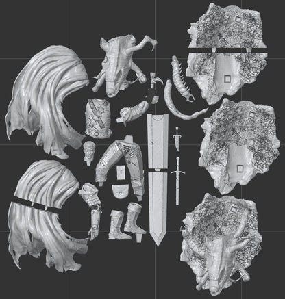 1:12 Black Swordsman | Resin Garage Kit Sculpture Anime Manga Fan Art Statue | CA 3D Studios