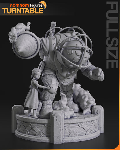 Bouncer and Little Sister | Resin Garage Kit Figure Game Fan Art | Nomnom Figures