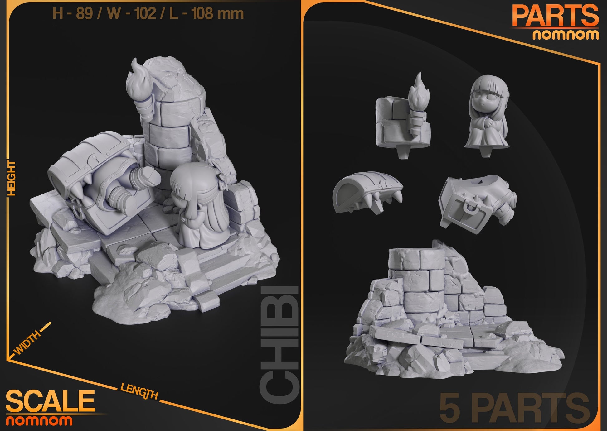 Chibi Mimic Fight | Resin Garage Kit Figure Anime Fan Art | Nomnom Figures