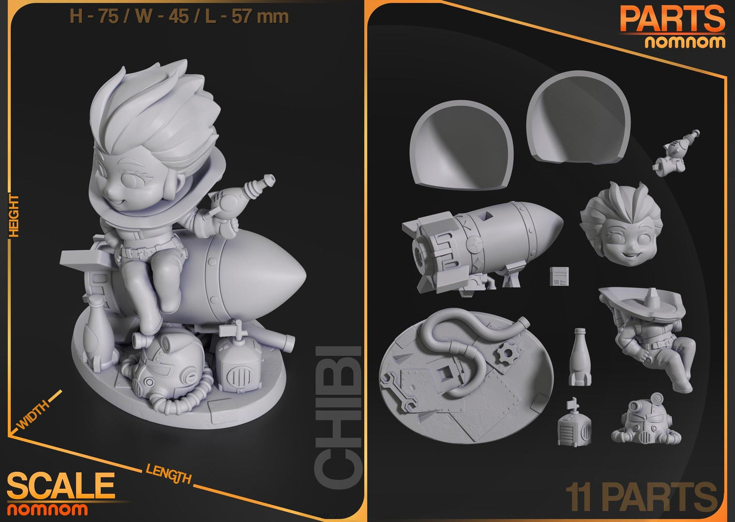 Chibi Nuclear Cola Girl | Resin Garage Kit Figure Game Fan Art | Nomnom Figures