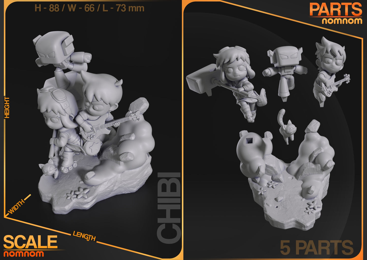 Chibi Love Story | Resin Garage Kit Figure Comic Fan Art | Nomnom Figures