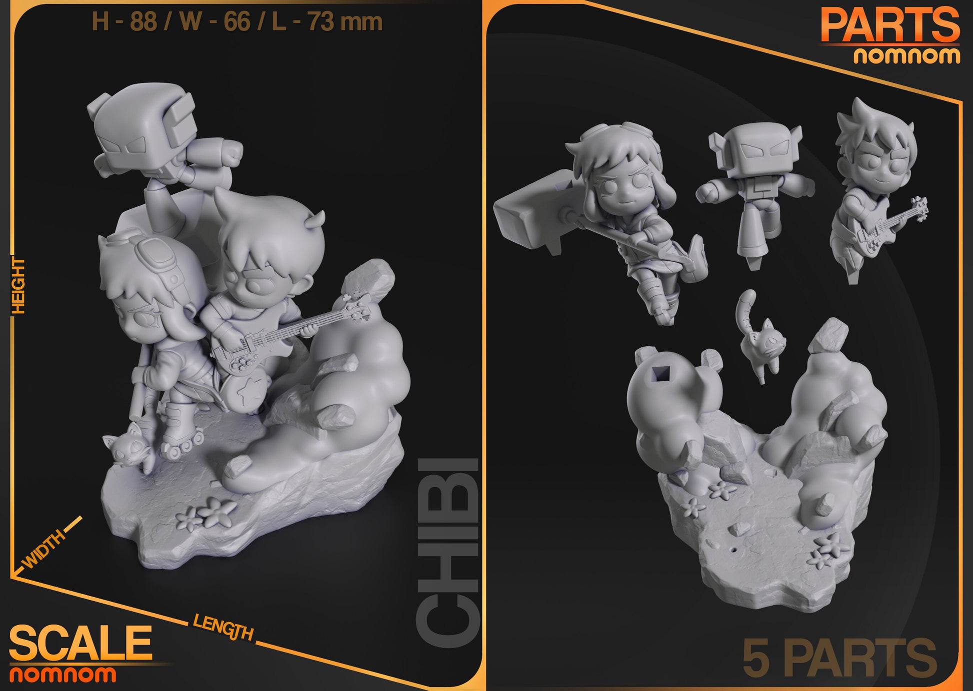 Chibi Love Story | Resin Garage Kit Figure Comic Fan Art | Nomnom Figures