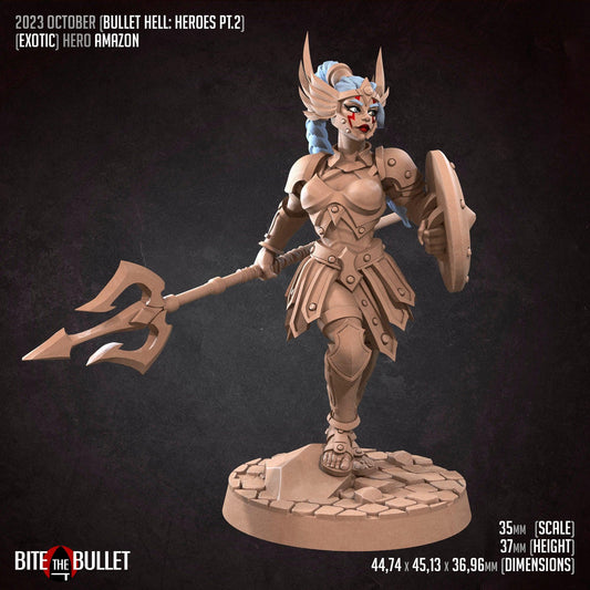 Exotic Bullet Hell Amazon Hero | Woman Pinup SFW NSFW Model Miniature | Bite the Bullet