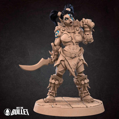 Exxotic Orc Rogue | Woman Pinup SFW NSFW Model Miniature | Bite the Bullet