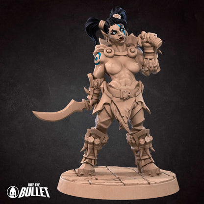 Exxotic Orc Rogue | Woman Pinup SFW NSFW Model Miniature | Bite the Bullet