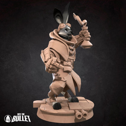 Harengon Artificer | TABLETOP SCALE | D&D TTRPG Miniature | Bite the Bullet | Unpainted, Unplated Resin 8k