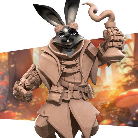 Harengon Artificer | TABLETOP SCALE | D&D TTRPG Miniature | Bite the Bullet | Unpainted, Unplated Resin 8k