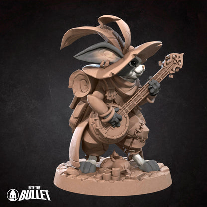 Harengon Bard | TABLETOP SCALE | D&D TTRPG Miniature | Bite the Bullet | Unpainted, Unplated Resin 8k