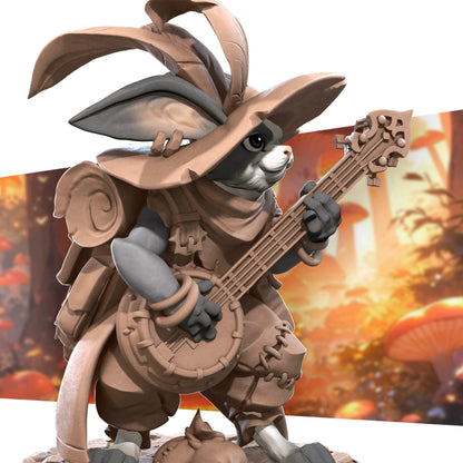Harengon Bard | TABLETOP SCALE | D&D TTRPG Miniature | Bite the Bullet | Unpainted, Unplated Resin 8k