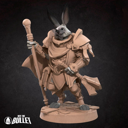 Harengon Cleric | TABLETOP SCALE | D&D TTRPG Miniature | Bite the Bullet | Unpainted, Unplated Resin 8k
