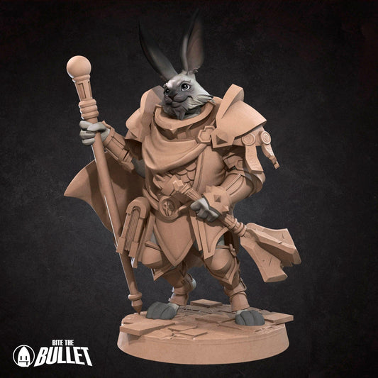 Harengon Cleric | TABLETOP SCALE | D&D TTRPG Miniature | Bite the Bullet | Unpainted, Unplated Resin 8k