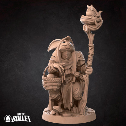 Harengon Druid | TABLETOP SCALE | D&D TTRPG Miniature | Bite the Bullet | Unpainted, Unplated Resin 8k