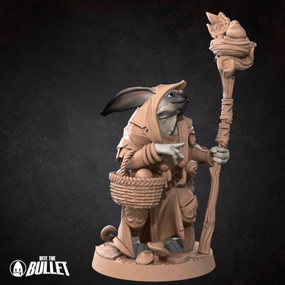 Harengon Druid | TABLETOP SCALE | D&D TTRPG Miniature | Bite the Bullet | Unpainted, Unplated Resin 8k