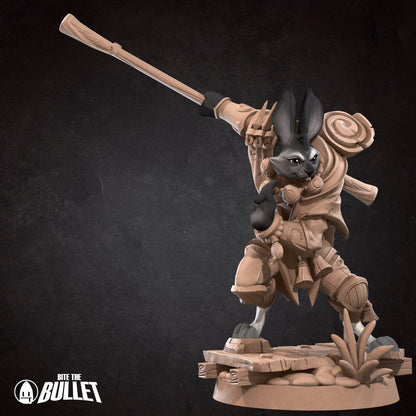 Harengon Monk | TABLETOP SCALE | D&D TTRPG Miniature | Bite the Bullet | Unpainted, Unplated Resin 8k