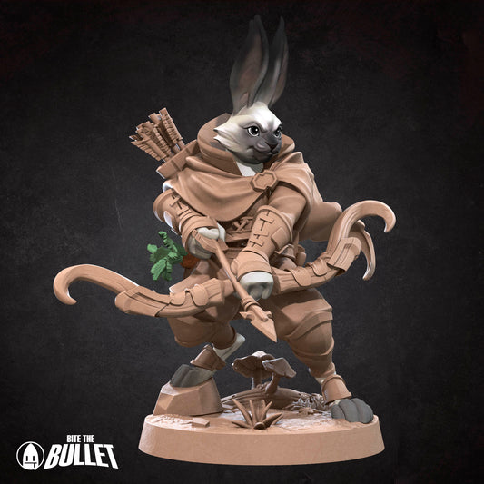 Harengon Ranger | TABLETOP SCALE | D&D TTRPG Miniature | Bite the Bullet | Unpainted, Unplated Resin 8k