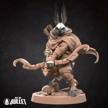 Harengon Ranger | TABLETOP SCALE | D&D TTRPG Miniature | Bite the Bullet | Unpainted, Unplated Resin 8k