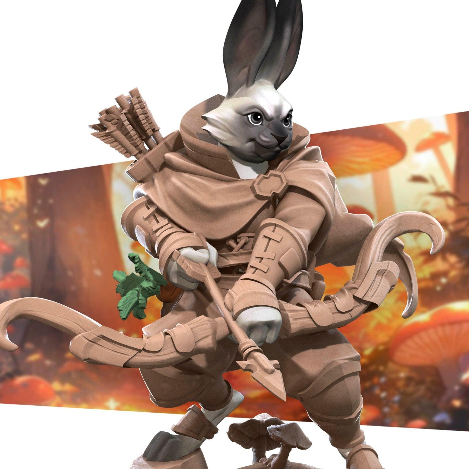 Harengon Ranger | TABLETOP SCALE | D&D TTRPG Miniature | Bite the Bullet | Unpainted, Unplated Resin 8k