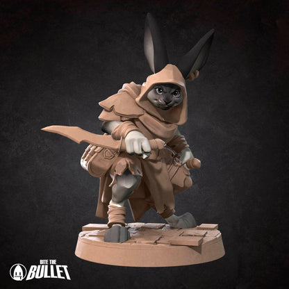 Harengon Rogue | TABLETOP SCALE | D&D TTRPG Miniature | Bite the Bullet | Unpainted, Unplated Resin 8k