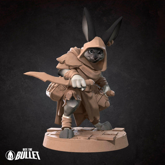 Harengon Rogue | TABLETOP SCALE | D&D TTRPG Miniature | Bite the Bullet | Unpainted, Unplated Resin 8k