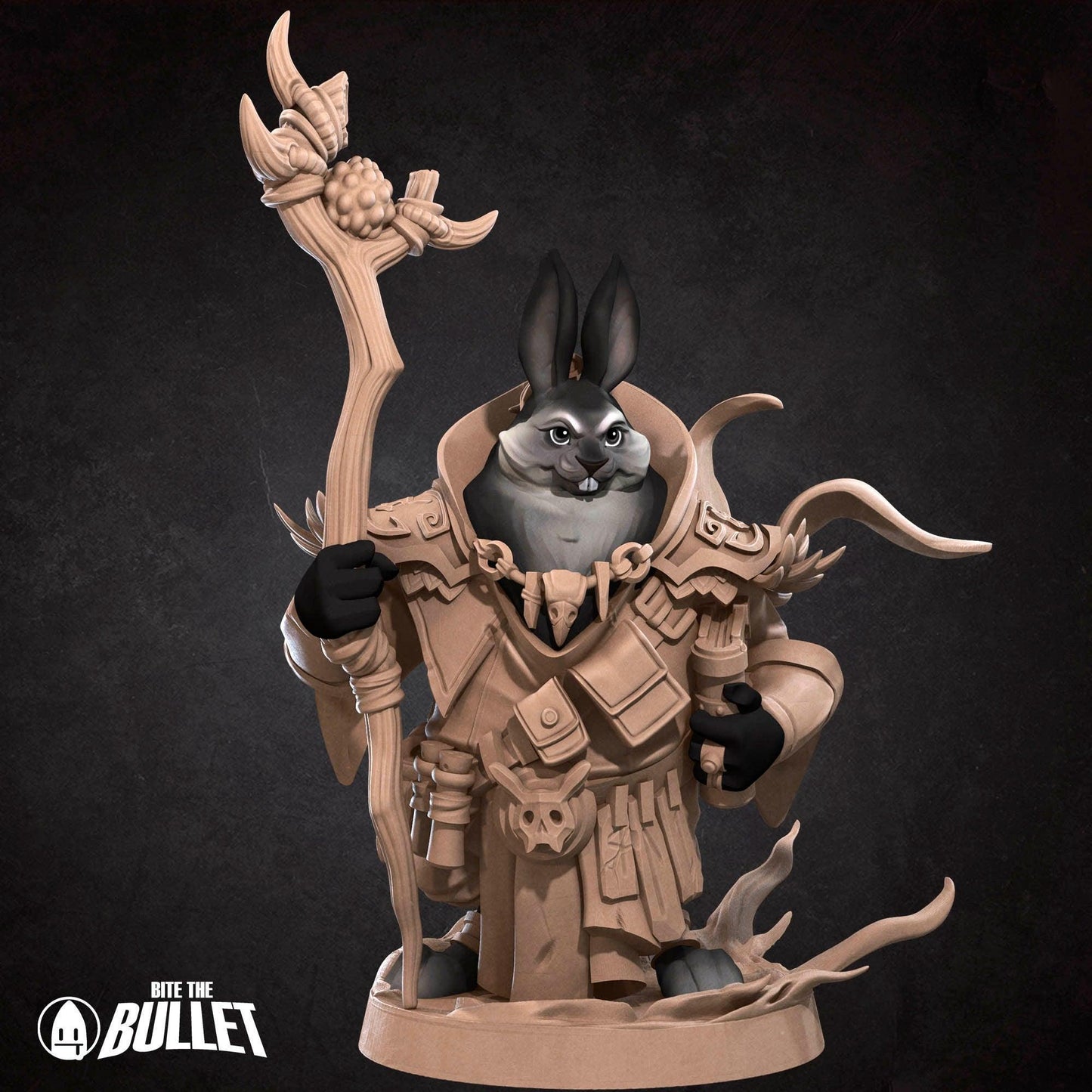 Harengon Warlock | TABLETOP SCALE | D&D TTRPG Miniature | Bite the Bullet | Unpainted, Unplated Resin 8k