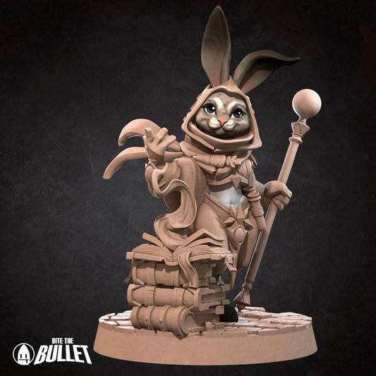 Harengon Wizard | TABLETOP SCALE | D&D TTRPG Miniature | Bite the Bullet | Unpainted, Unplated Resin 8k