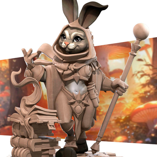 Harengon Wizard | TABLETOP SCALE | D&D TTRPG Miniature | Bite the Bullet | Unpainted, Unplated Resin 8k