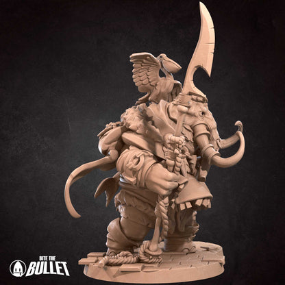 Loxodon Hunter | TABLETOP SCALE | D&D TTRPG Miniature | Bite the Bullet | Unpainted, Unplated Resin 8k