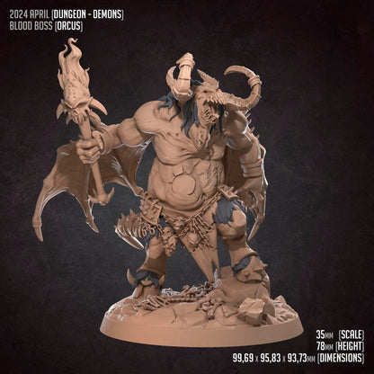 Orcus, Blood Boss | TABLETOP SCALE | D&D TTRPG Miniature | Bite the Bullet | Unpainted, Unplated Resin 8k