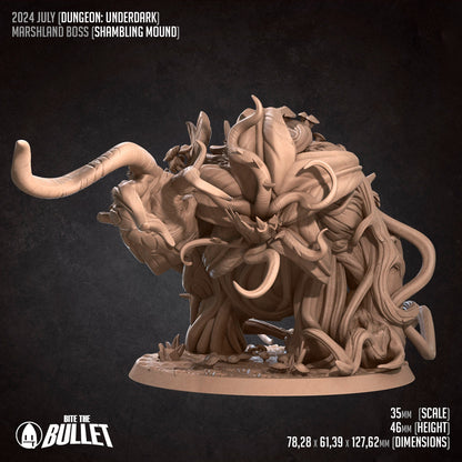 Shambling Mound, Marshland Boss | TABLETOP SCALE | D&D TTRPG Miniature | Bite the Bullet | Unpainted, Unplated Resin 8k