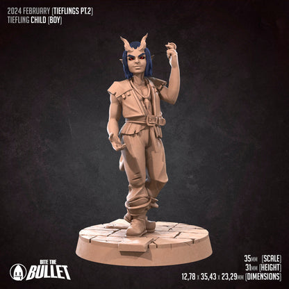 Tiefling Children | TABLETOP SCALE | D&D TTRPG Miniature | Bite the Bullet | Unpainted, Unplated Resin 8k